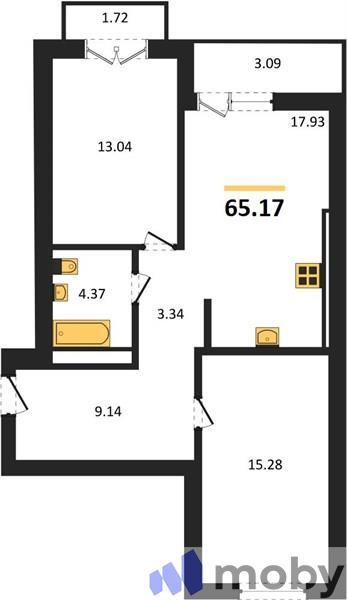 2-комнатная квартира, 67.9 м²