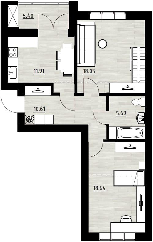 3-комнатная квартира, 98.4 м²