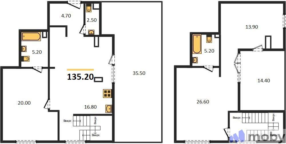 2-комнатная квартира, 135.2 м²