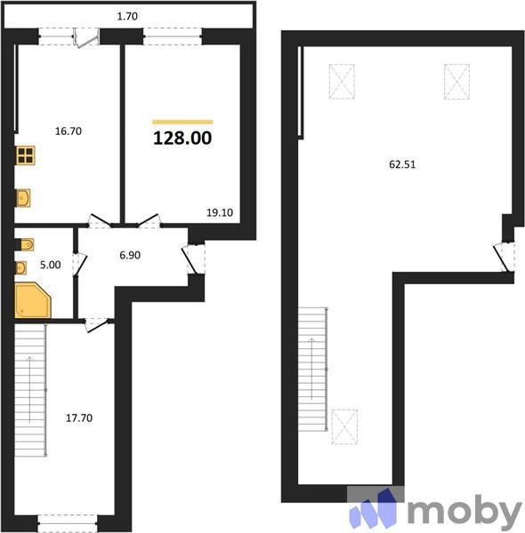 3-комнатная квартира, 128.0 м²