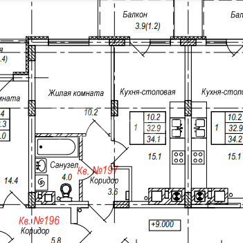1-комнатная квартира, 34.1 м²