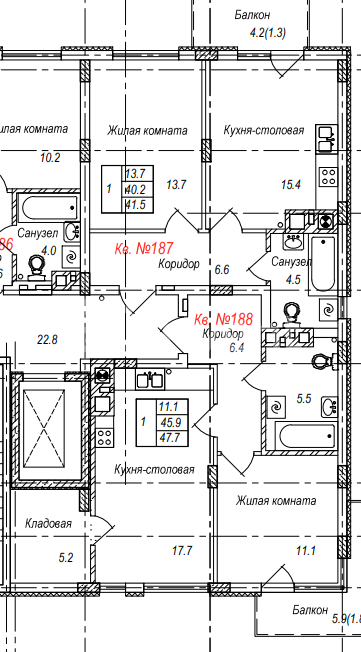 1-комнатная квартира, 47.7 м²