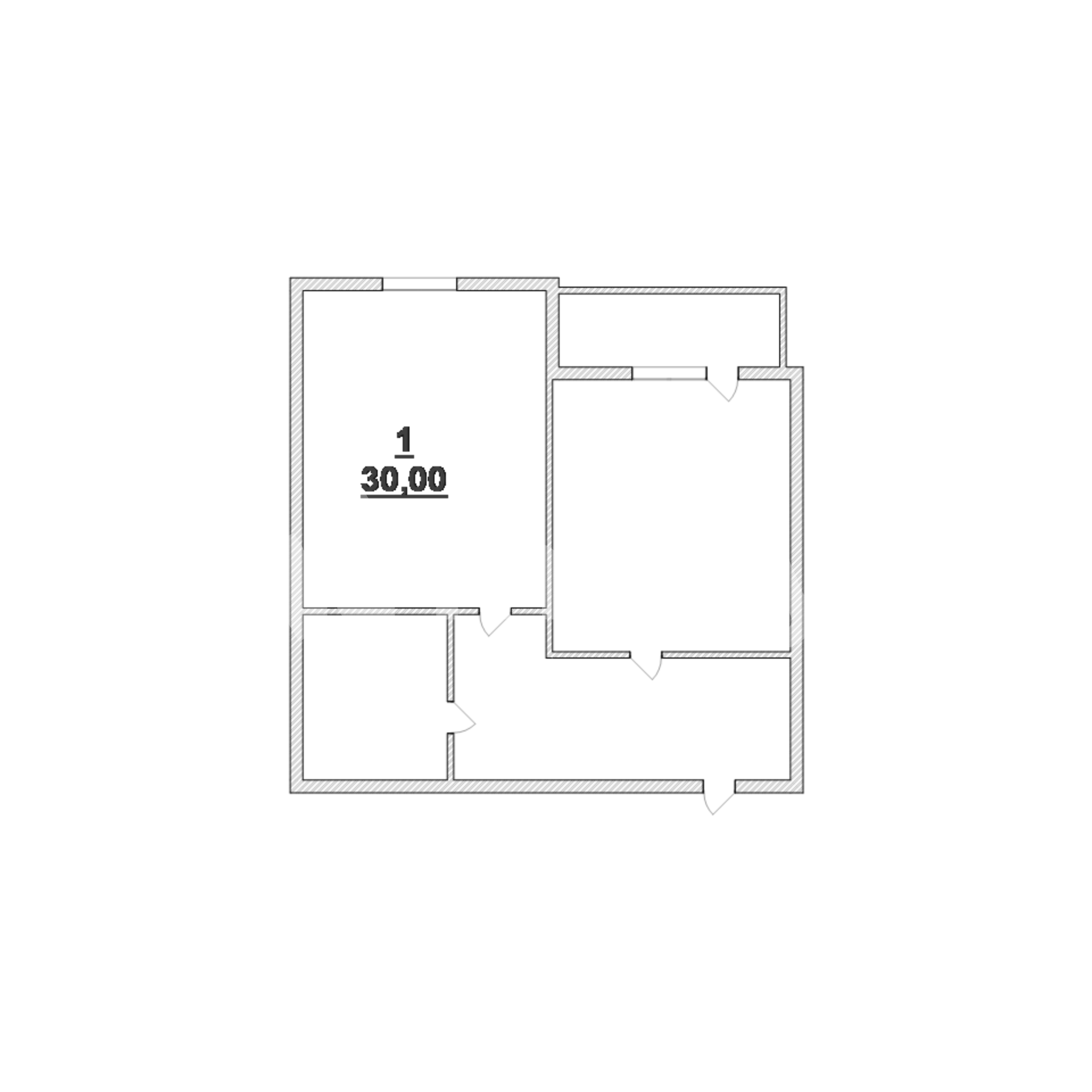 1-комнатная квартира, 30.0 м²