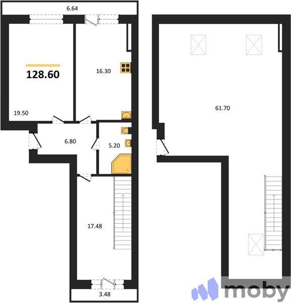 3-комнатная квартира, 128.6 м²