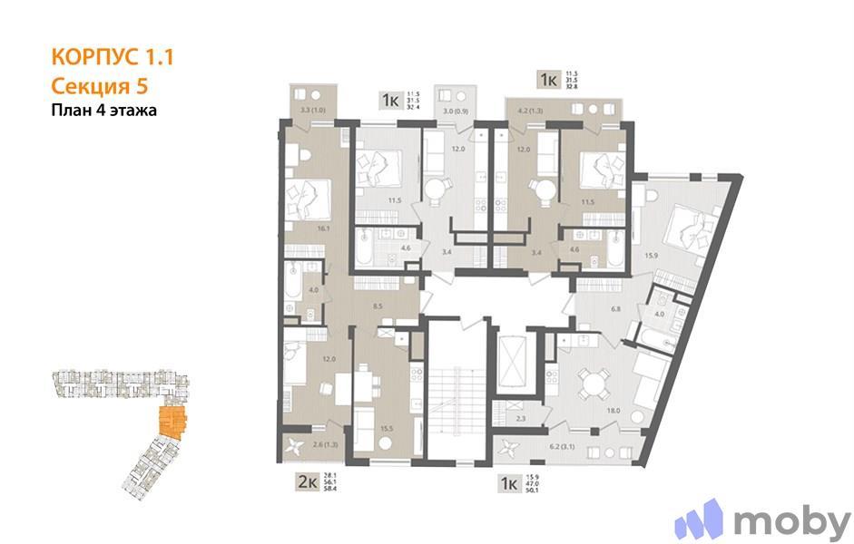 1-комнатная квартира