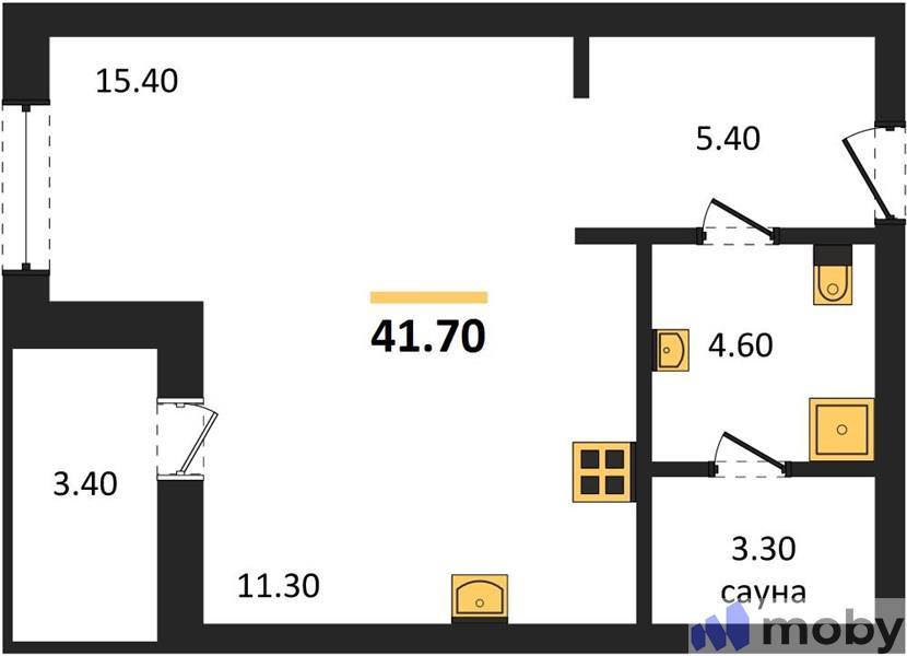 Студия, 41.7 м²