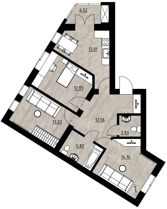 3-комнатная квартира, 110.5 м²