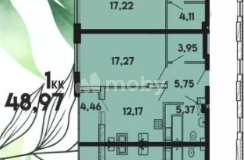 1-комнатная квартира, 48.3 м²