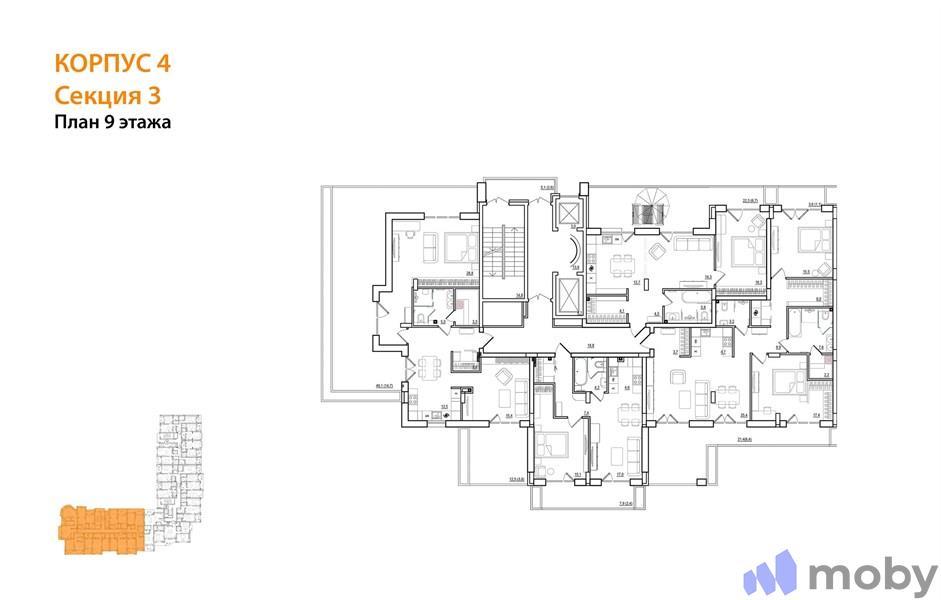 2-комнатная квартира, 91.4 м²