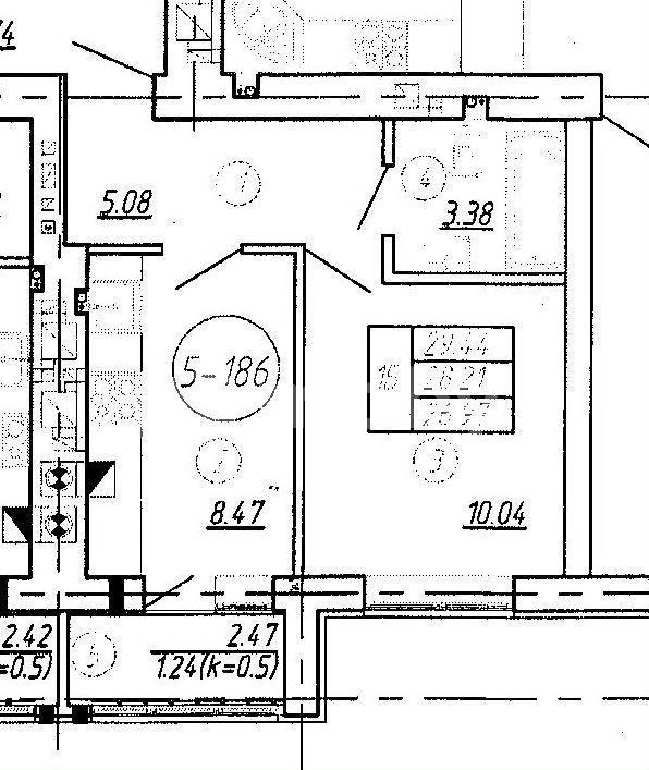 1-комнатная квартира, 29.5 м²