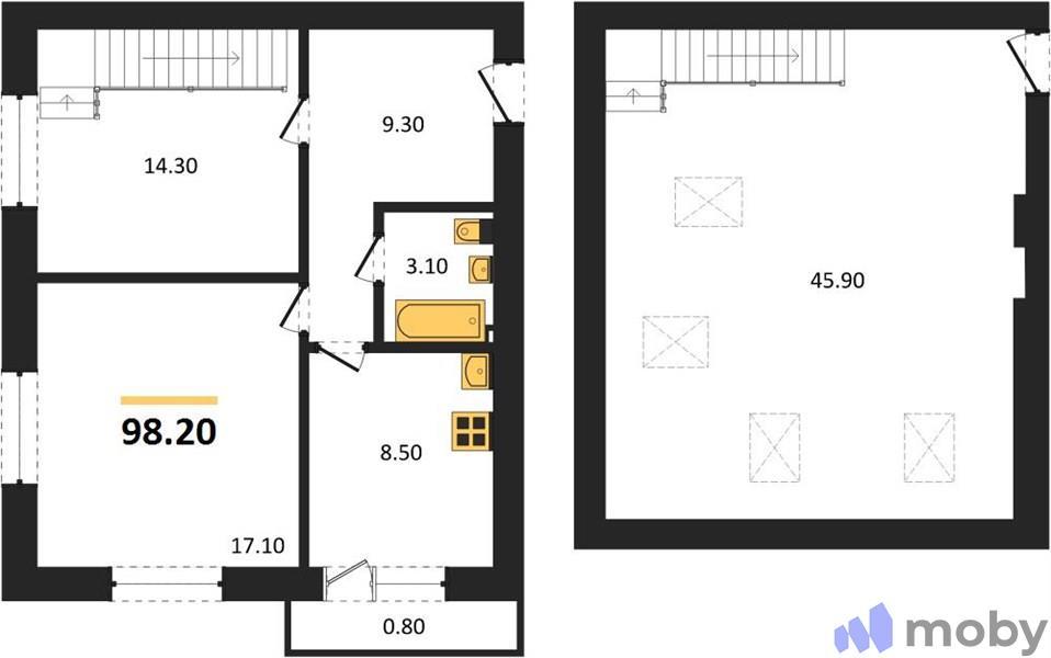 3-комнатная квартира, 98.2 м²