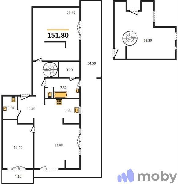 2-комнатная квартира, 151.8 м²