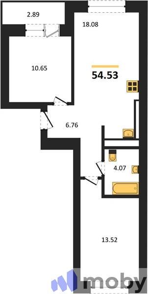 2-комнатная квартира, 56.0 м²