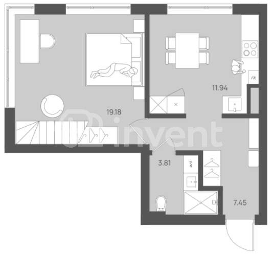 2-комнатная квартира, 59.4 м²