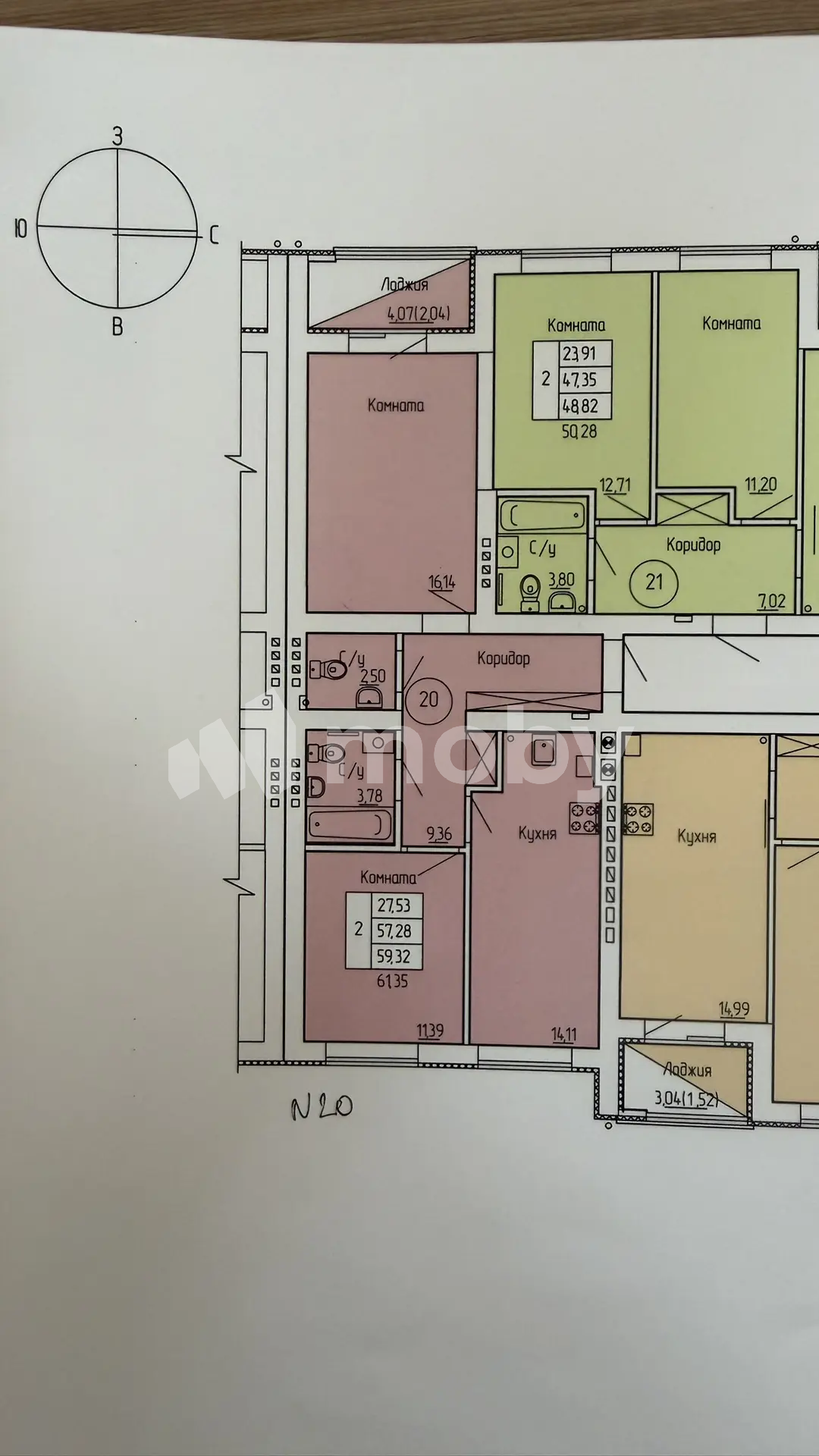 2-комнатная квартира, 61.4 м²