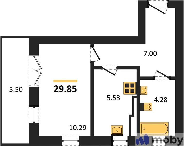 Студия, 29.9 м²